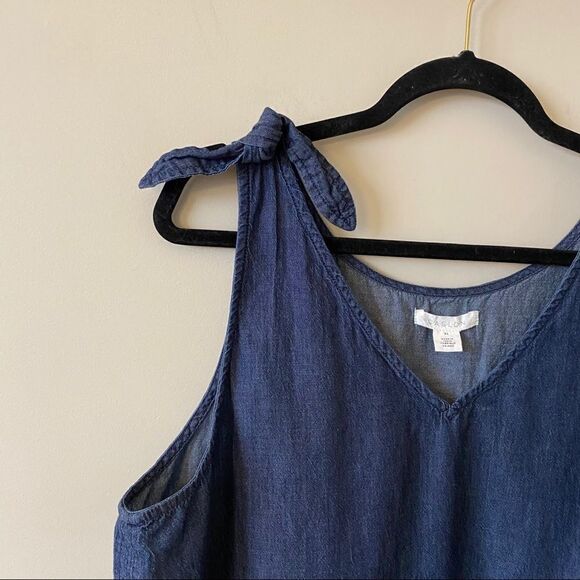 Caslon-Chambray Tie Shoulder Sleeveless Top - Picture 4 of 8